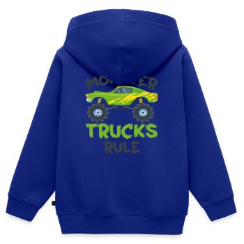 Monster Trucks - Règle Monster Trucks - Sweat Premium à capuche zippé enfant bio - bleu roi - Dos - AI Model Kid Male (0cm)