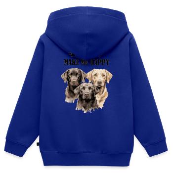 Labrador Happy Paw Four-legged Dog Dog Mom Wau - Kids Premium Organic Zip-up Hoodie - royal blue - Back - AI Model Kid Male (0cm)