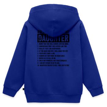 Regeln für die Verabredung mit meiner Tochter - Dating - Kinder Premium Organic Zip Hoodie - Royalblau - Hinten - AI Model Kid Male (0cm)