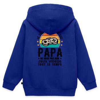 Ein Beweis dafür, dass Papa keine Videospiele spielt - Kinder Premium Organic Zip Hoodie - Royalblau - Hinten - AI Model Kid Male (0cm)