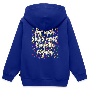 Für mich soll's heut Konfetti regnen - Verkleidung - Kinder Premium Organic Zip Hoodie - Royalblau - Hinten - AI Model Kid Male (0cm)