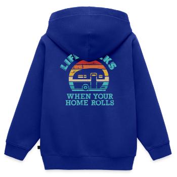 Wohnwagen - Kinder Premium Organic Zip Hoodie - Royalblau - Hinten - AI Model Kid Male (0cm)