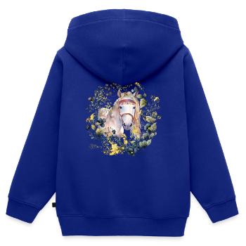 Boho Pferd mit zartem Blumenkranz - Boho style - Kinder Premium Organic Zip Hoodie - Royalblau - Hinten - AI Model Kid Male (0cm)