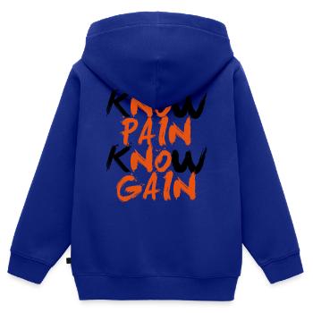 No Pain No Gain - Kids Premium Organic Zip-up Hoodie - royal blue - Back - AI Model Kid Male (0cm)