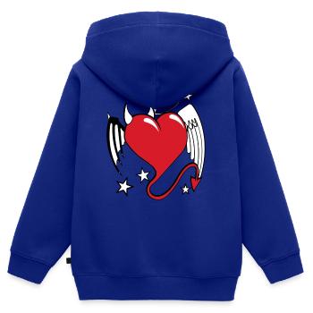 herz engel damon - Kinder Premium Organic Zip Hoodie - Royalblau - Hinten - AI Model Kid Male (0cm)