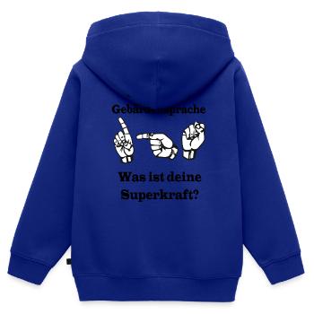 Gebärdensprache - Kinder Premium Organic Zip Hoodie - Royalblau - Hinten - AI Model Kid Male (0cm)