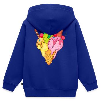 Crème glacée, crème glacée, crème glacée, crème glacée, boule, crème glacée, sundae - Sweat Premium à capuche zippé enfant bio - bleu roi - Dos - AI Model Kid Male (0cm)