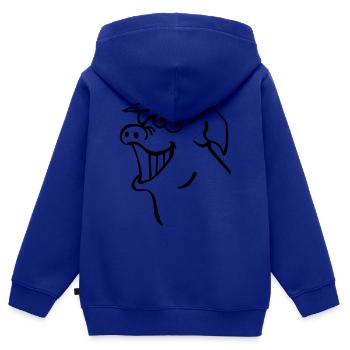 Porc qui rit - Sweat Premium à capuche zippé enfant bio - bleu roi - Dos - AI Model Kid Male (0cm)