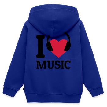 I love Music - Kinder Premium Organic Zip Hoodie - Royalblau - Hinten - AI Model Kid Male (0cm)