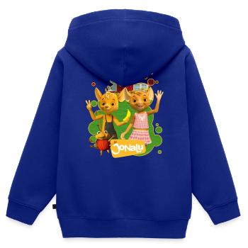 JoNaLu Jo Naya Und Lu Winken Fröhlich - Kinder Premium Organic Zip Hoodie - Royalblau - Hinten - AI Model Kid Male (0cm)