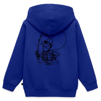 le plaisir de la pêche - Sweat Premium à capuche zippé enfant bio - bleu roi - Dos - AI Model Kid Male (0cm)