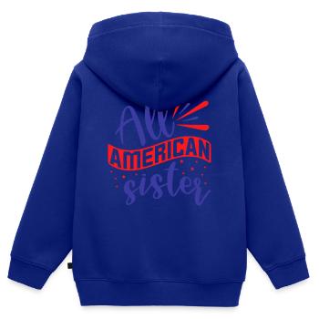 All american sister - Kids Premium Organic Zip-up Hoodie - royal blue - Back - AI Model Kid Male (0cm)