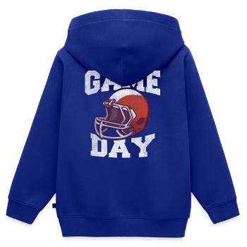 Casque de football de jour de match Vintage American Football - Sweat Premium à capuche zippé enfant bio - bleu roi - Dos - AI Model Kid Male (0cm)