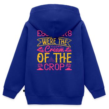 Les évadés étaient la crème de la crème - Sweat Premium à capuche zippé enfant bio - bleu roi - Dos - AI Model Kid Male (0cm)
