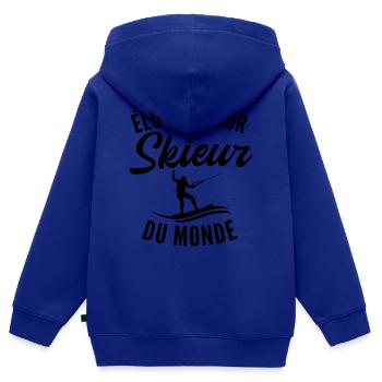 elu meilleur skieur du monde - Sweat Premium à capuche zippé enfant bio - bleu roi - Dos - AI Model Kid Male (0cm)