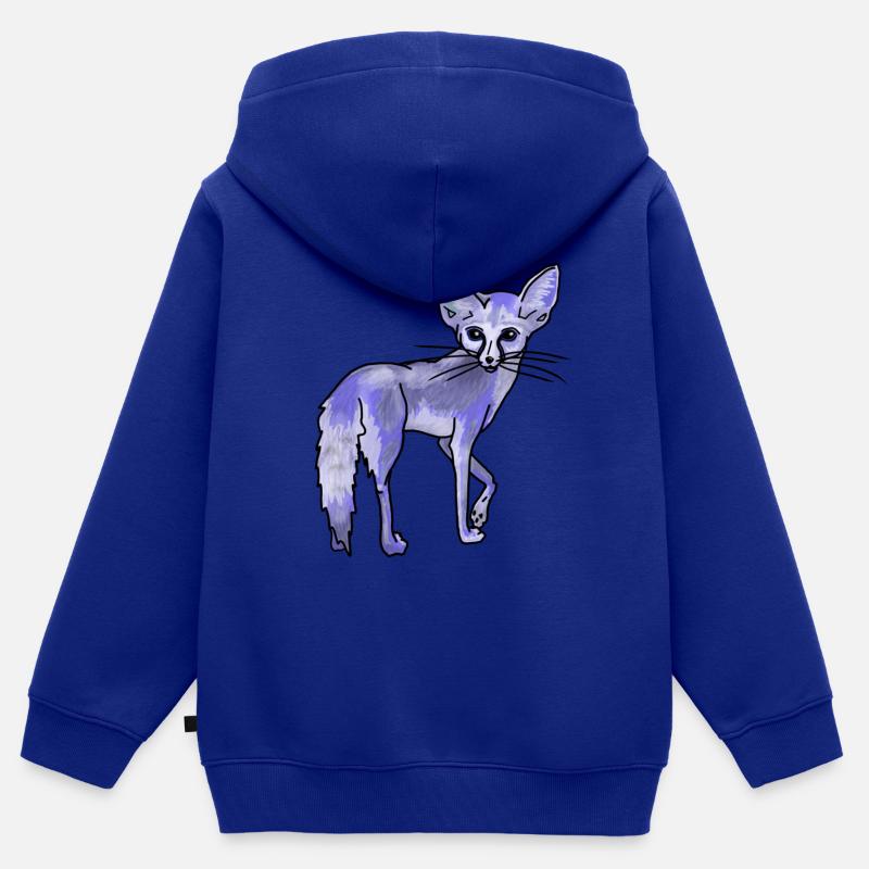 Renard du désert magique, bleu - Sweat Premium à capuche zippé enfant bio - bleu roi