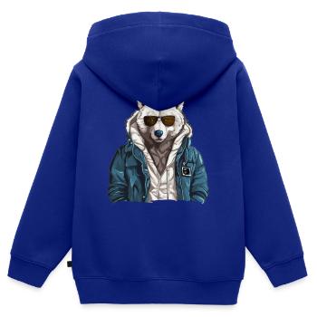 Streetstyle Polarwolf | Wolfsliebhaber - Kinder Premium Organic Zip Hoodie - Royalblau - Hinten - AI Model Kid Male (0cm)