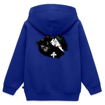 panthère, halloween, chauve-souris, araignée - Sweat Premium à capuche zippé enfant bio - bleu roi - Dos - AI Model Kid Male (0cm)