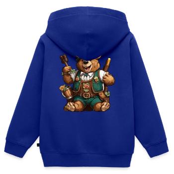 Lederhosen / Animal / Costume traditionnel / Tradition / Ours - Sweat Premium à capuche zippé enfant bio - bleu roi - Dos - AI Model Kid Male (0cm)