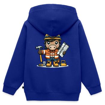 Cute Horse Construction Worker - Kinder Premium Organic Zip Hoodie - Royalblau - Hinten - AI Model Kid Male (0cm)