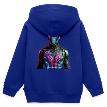 Cyber Rebellion - Digital Phantom - Kinder Premium Organic Zip Hoodie - Royalblau - Hinten - AI Model Kid Male (0cm)