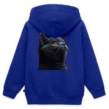 Le charmant British Shorthair - Sweat Premium à capuche zippé enfant bio - bleu roi - Dos - AI Model Kid Male (0cm)