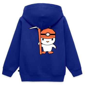 Canard Miner Pioche Casque Lampe Miner - Sweat Premium à capuche zippé enfant bio - bleu roi - Dos - AI Model Kid Male (0cm)