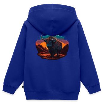 Yak Sunrise - Sweat Premium à capuche zippé enfant bio - bleu roi - Dos - AI Model Kid Male (0cm)