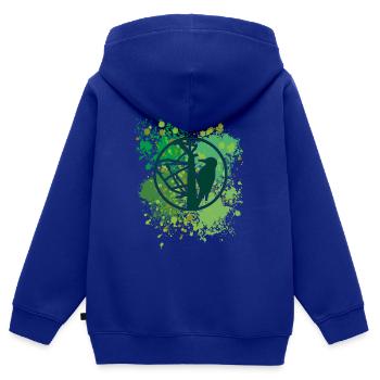 Pic | Pic | Silhouette | oiseau - Sweat Premium à capuche zippé enfant bio - bleu roi - Dos - AI Model Kid Male (0cm)