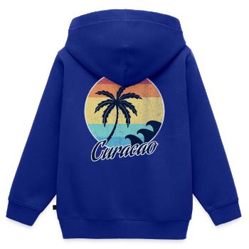 curacao - Kinder Premium Organic Zip Hoodie - Royalblau - Hinten - AI Model Kid Male (0cm)