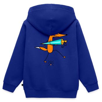 Smart Fox with sugar bag - Kids Premium Organic Zip-up Hoodie - royal blue - Back - AI Model Kid Male (0cm)