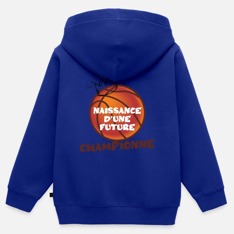 Naissance d'une future championne - Sweat Premium à capuche zippé enfant bio - bleu roi