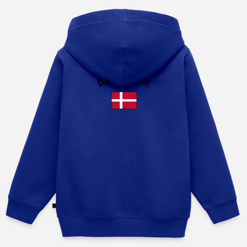 Danemark drapeau danois drapeau Copenhague utilisé-look - Sweat Premium à capuche zippé enfant bio - bleu roi
