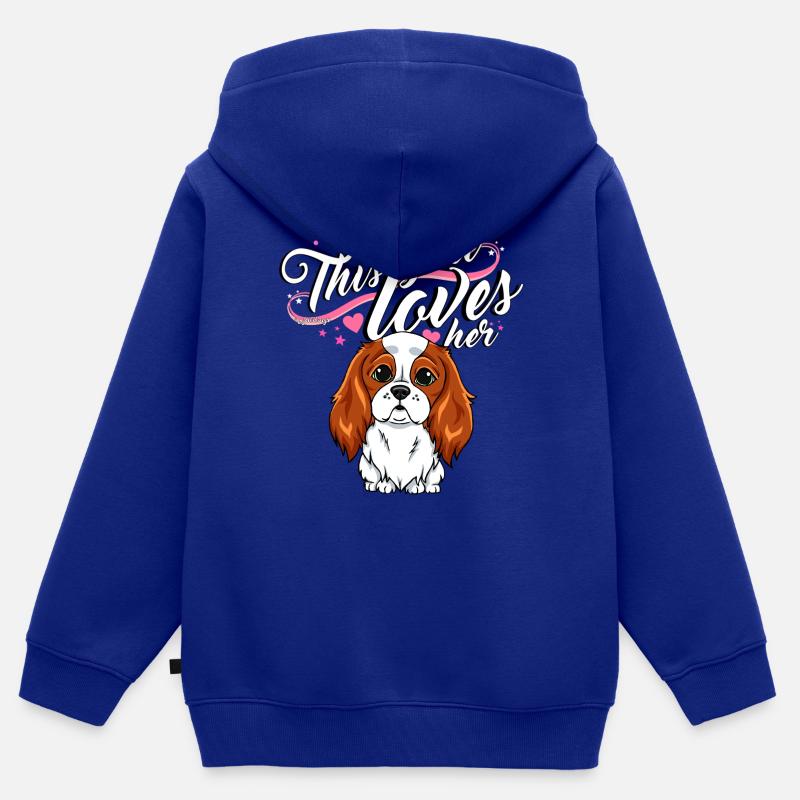 Cavalier Girl 3 - Sweat Premium à capuche zippé enfant bio - bleu roi