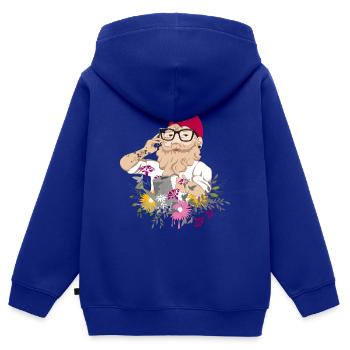 Ein Gartenzwerg als Hipster mit Brille und Tattoos - Kinder Premium Organic Zip Hoodie - Royalblau - Hinten - AI Model Kid Male (0cm)