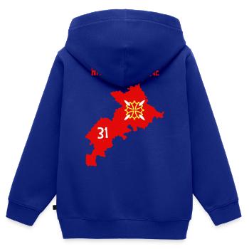 Haute Garonne - Kinder Premium Organic Zip Hoodie - Royalblau - Hinten - AI Model Kid Male (0cm)