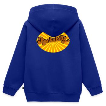 Rockabilly Vibes Rétro - Sweat Premium à capuche zippé enfant bio - bleu roi - Dos - AI Model Kid Male (0cm)