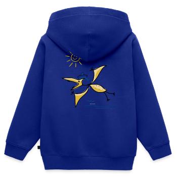 Moin, maritime, vacances - Sweat Premium à capuche zippé enfant bio - bleu roi - Dos - AI Model Kid Male (0cm)