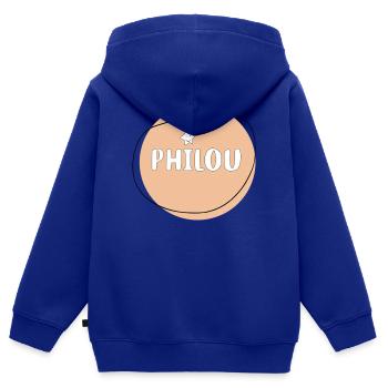 Philou - Sweat Premium à capuche zippé enfant bio - bleu roi - Dos - AI Model Kid Male (0cm)