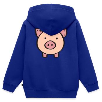 Schweinchen - Kinder Premium Organic Zip Hoodie - Royalblau - Hinten - AI Model Kid Male (0cm)