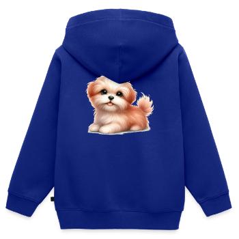 Chien mignon - Sweat Premium à capuche zippé enfant bio - bleu roi - Dos - AI Model Kid Male (0cm)