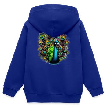 Peacock - Kids Premium Organic Zip-up Hoodie - royal blue - Back - AI Model Kid Male (0cm)