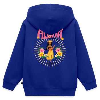 Aloha - Hawai - Pazifik - Urlaub - Blumenmädchen - Kinder Premium Organic Zip Hoodie - Royalblau - Hinten - AI Model Kid Male (0cm)