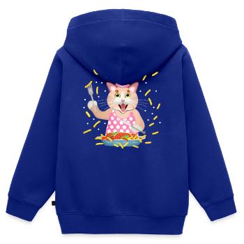 Gierige Katze - Kinder Premium Organic Zip Hoodie - Royalblau - Hinten - AI Model Kid Male (0cm)