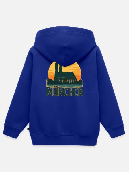 München - Kinder Premium Organic Zip Hoodie - Royalblau