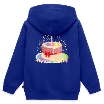 Buntes Geburtstags-Törtchen Motiv mit Kerze - Kinder Premium Organic Zip Hoodie - Royalblau - Hinten - AI Model Kid Male (0cm)