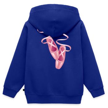 Rosa Ballettschuhe & Satinband-Elegantes Tanzmotiv - Kinder Premium Organic Zip Hoodie - Royalblau - Hinten - AI Model Kid Male (0cm)