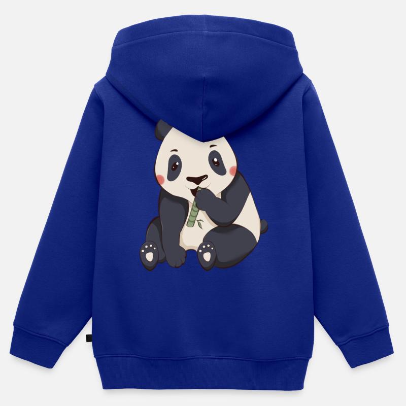 Panda - Sweat Premium à capuche zippé enfant bio - bleu roi