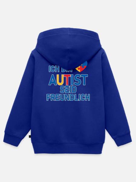 Ich bin Autist seid freundlich - Kinder Premium Organic Zip Hoodie - Royalblau