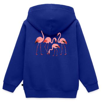 Lebendige Flamingowiese Illustration - Kinder Premium Organic Zip Hoodie - Royalblau - Hinten - AI Model Kid Male (0cm)